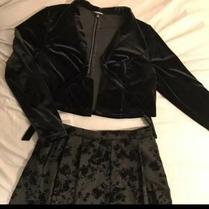 Torrid midi velvet skirt n velvet shrug SZ 1